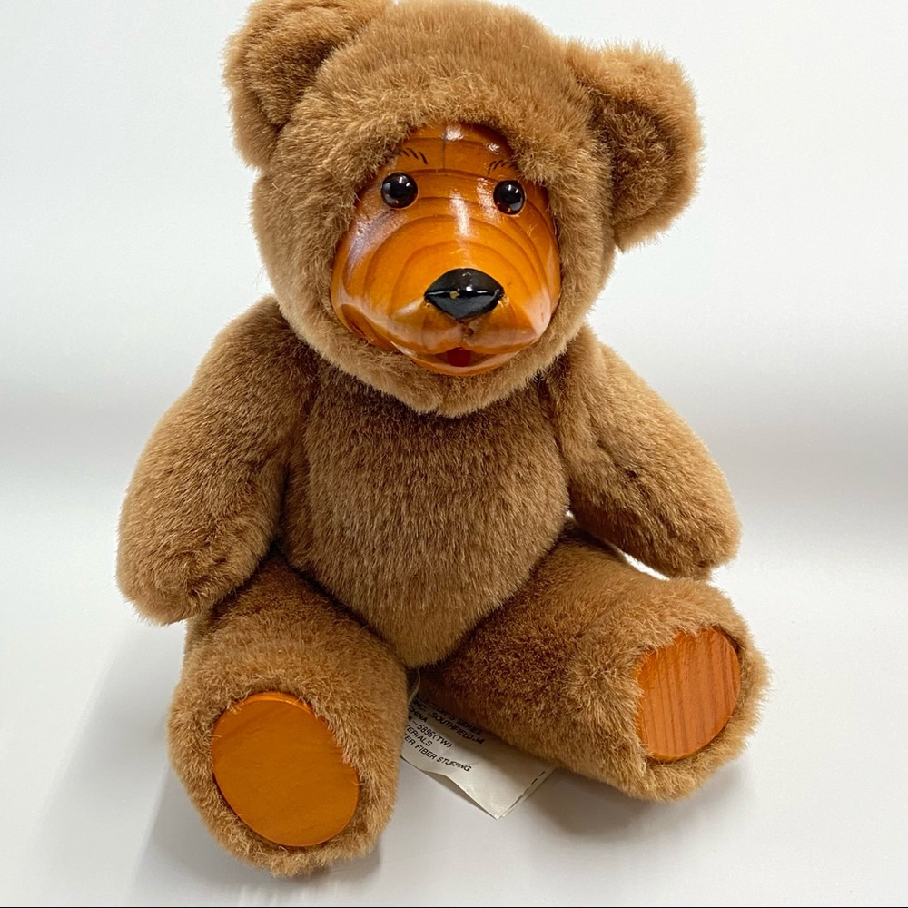 Teddy Bear FTD Collector series brown bear jointed legs wooden face and feet Toy